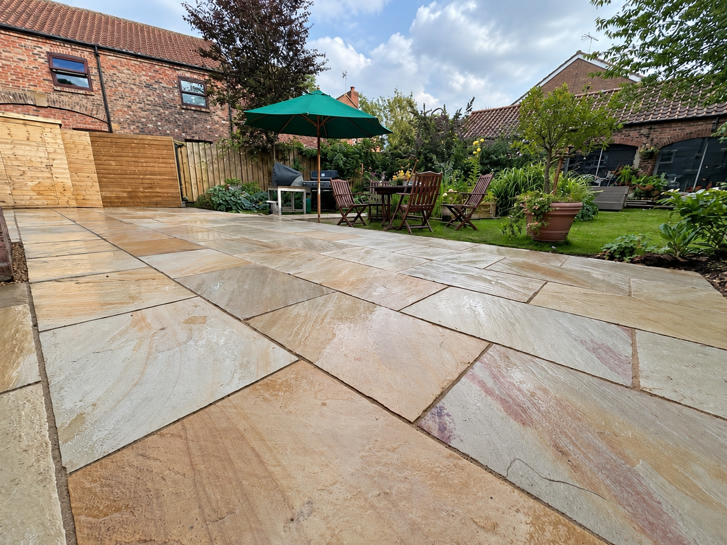 Indian sandstone paving